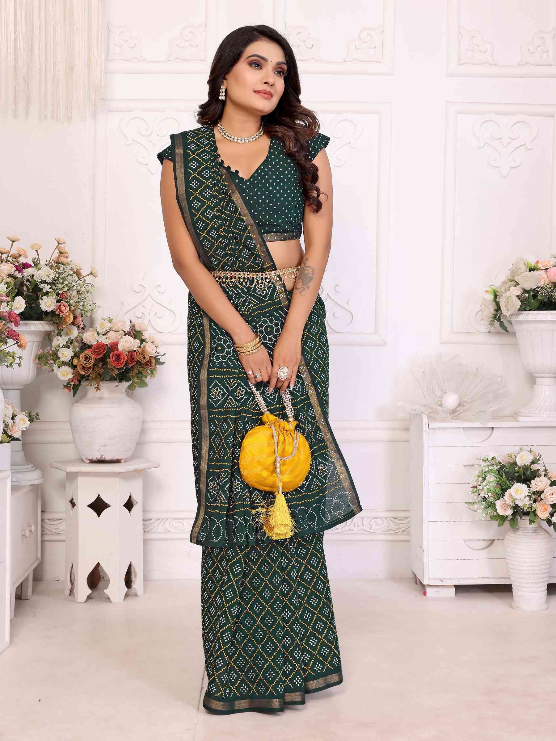 Premium Soft Cotton Patola Bandhej Saree with Dual Colour Print & Zari Border YNF