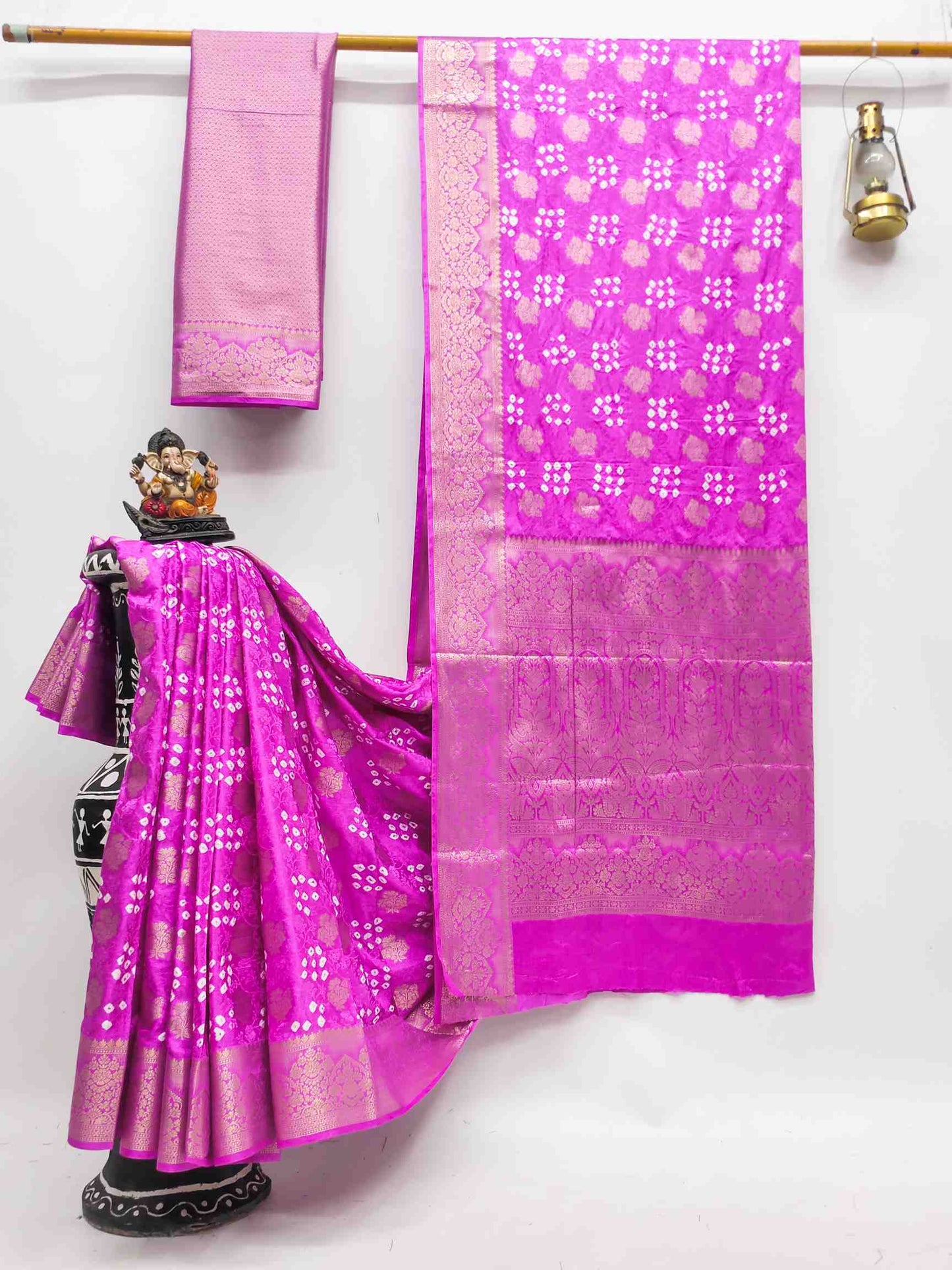 Premium Pure Bandhej Satin Silk Saree with Zari Weaving Butta & Rich Pallu YNF