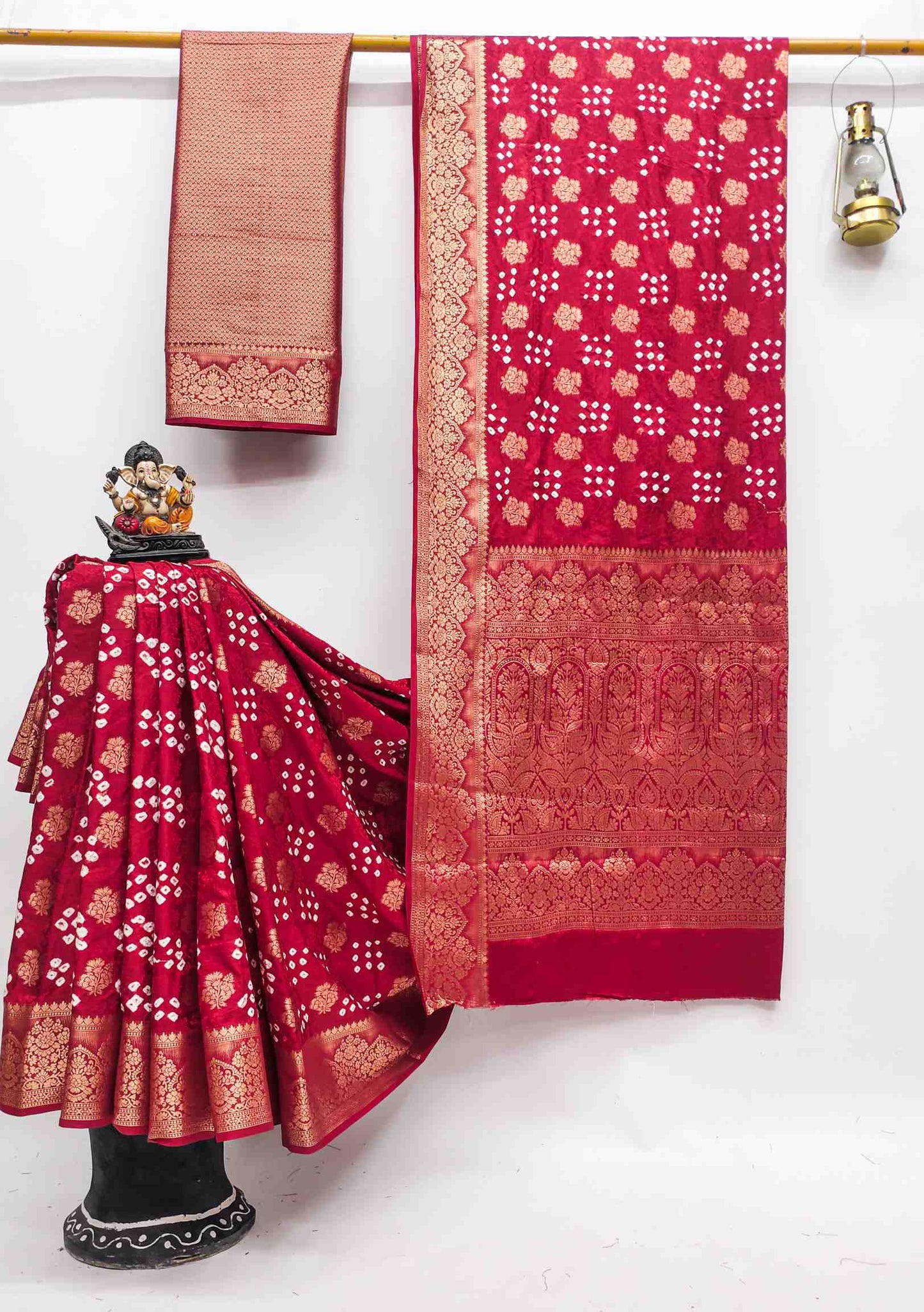 Premium Pure Bandhej Satin Silk Saree with Zari Weaving Butta & Rich Pallu YNF