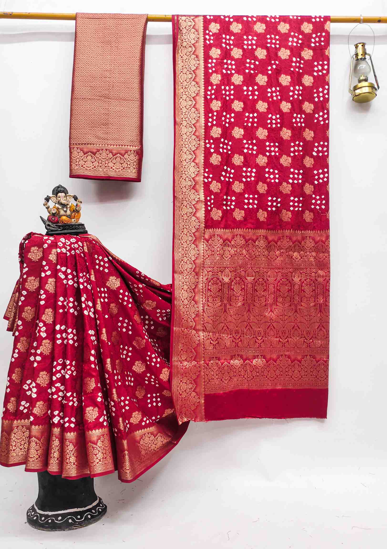Premium Pure Bandhej Satin Silk Saree with Zari Weaving Butta & Rich Pallu YNF