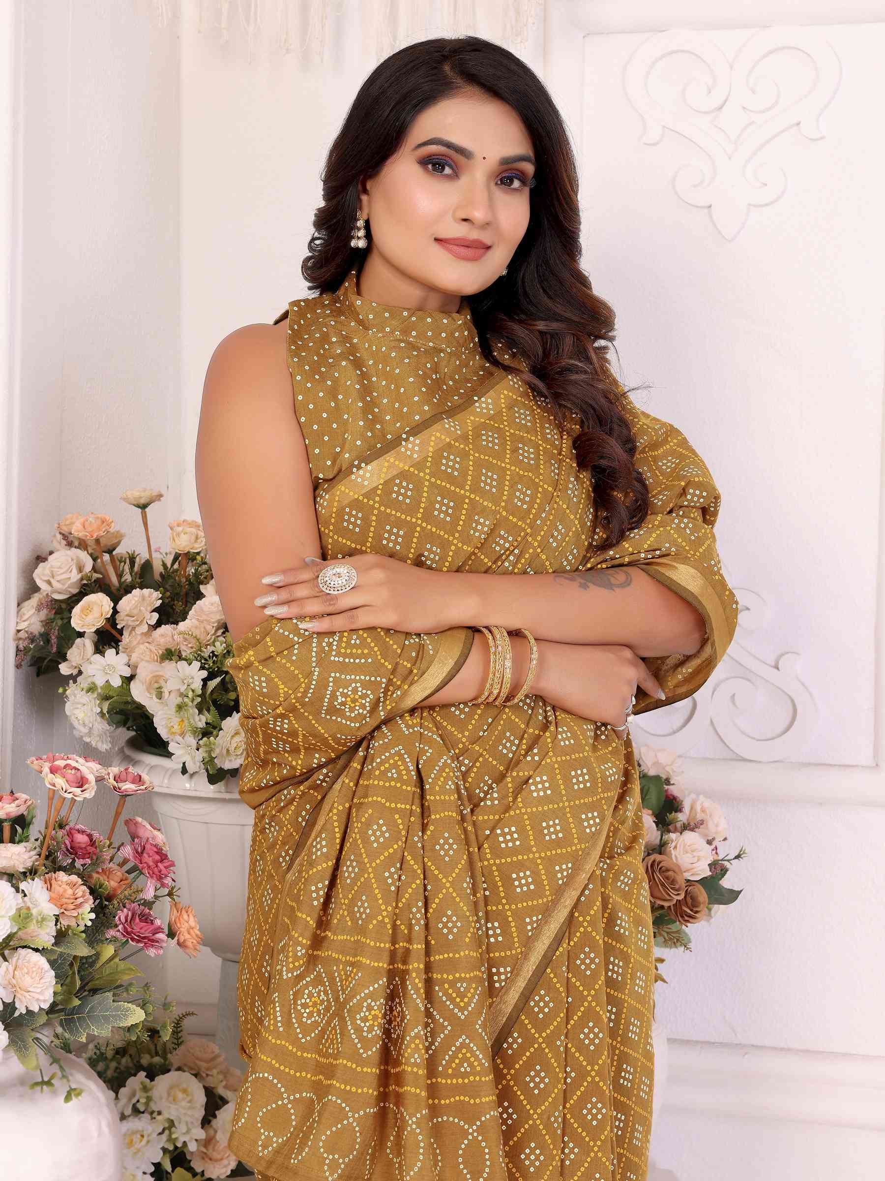 Premium Soft Cotton Patola Bandhej Saree with Dual Colour Print & Zari Border YNF