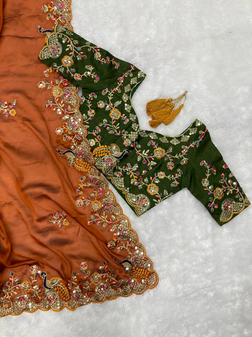 Grace the Wedding Season in Style with this Premium Soft Rangoli Silk Saree – A True Statement of Elegance. YNF
