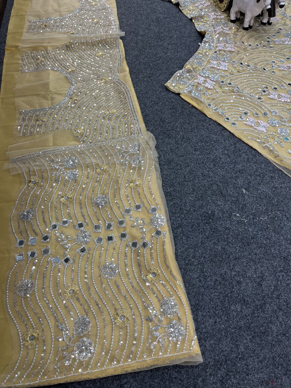 Real Mirror Embroidered Soft Butterfly Net Lehenga Set | Semi-Stitched with Dupatta & Blouse YNF