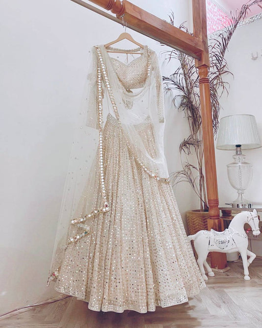 Stylish Georgette Lehenga Set with Sequence & Thread Work | Unstitched Blouse & Net Dupatta | Partywear Ethnic Wear for Women YNF