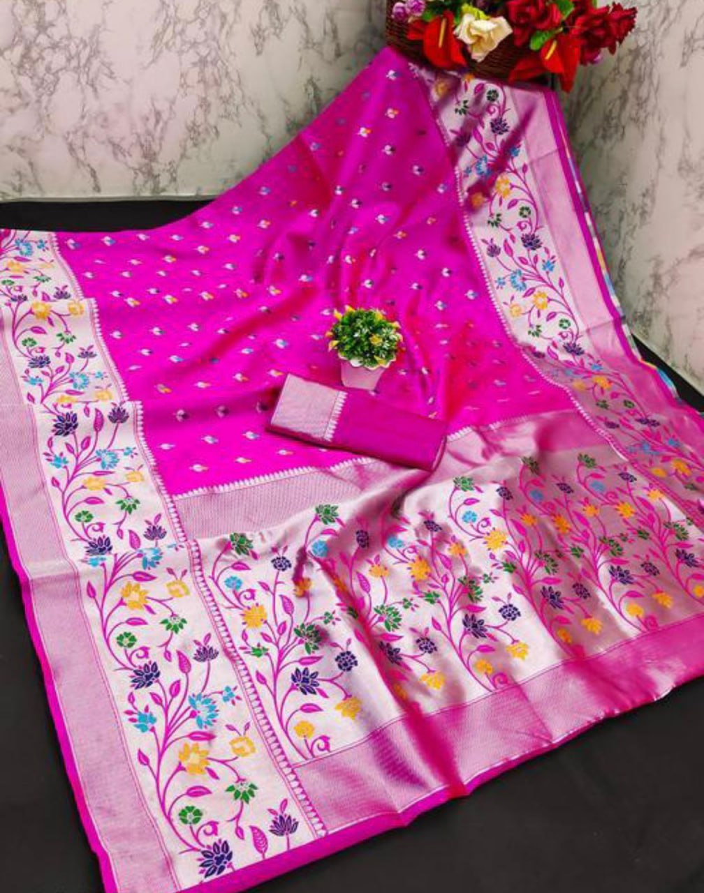 Elegant Banarasi Soft Silk Saree with Luster & Golden Zari Weaving | 5.5 Meters Length | 10 Colors Available YNF
