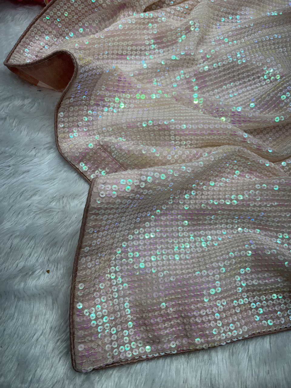 Stunning Silver Heavy Georgette Saree with Handcrafted Sequin Embroidery & Satin Silk Blouse | Designer Partywear Look YNF