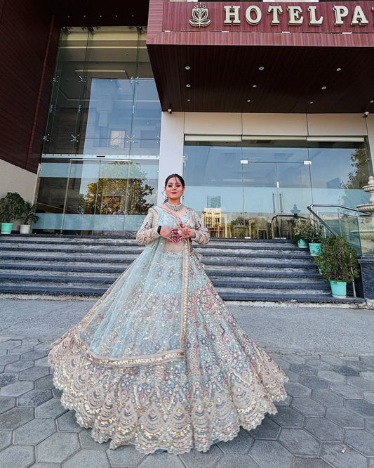 Elegant Soft Butterfly Net Lehenga Set with Coding Sequin Work | Semi-Stitched Bridal & Partywear YNF
