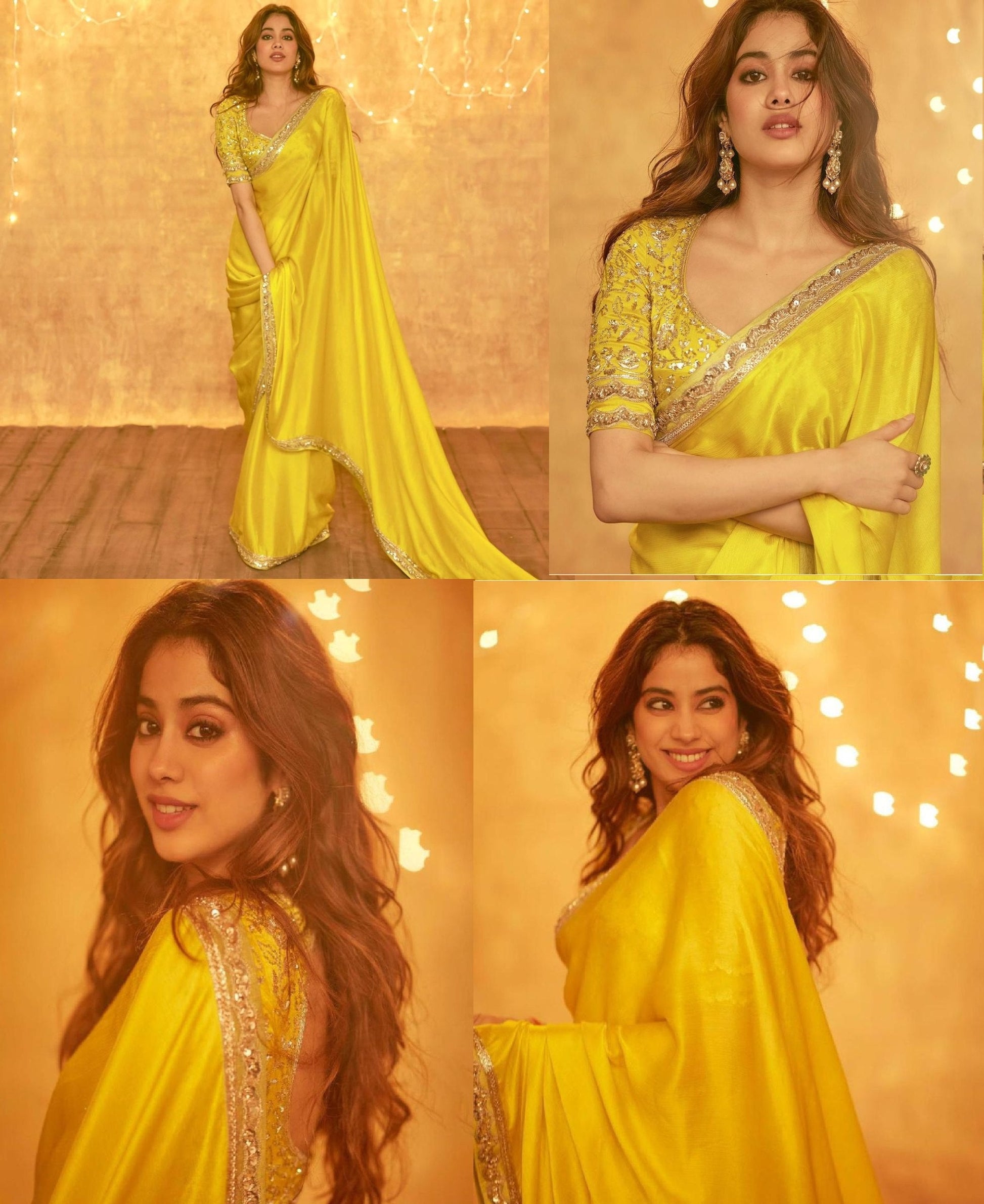 Premium Moss Chiffon Saree with Embroidery Lace & Sequins Work | Unstitched Banglory Silk Blouse YNF