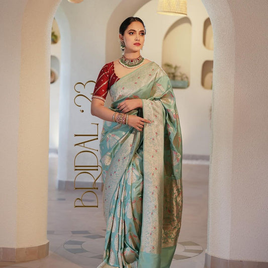 Premium Banarasi Soft Silk Saree with Heavy Brocade & Gold Zari Weaving | 5.5 Meters Length | Dry Clean Only YNF