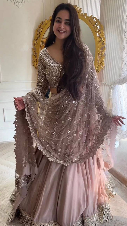 Stunning Faux Georgette 9mm Sequin Embroidered Lehenga Set YNF