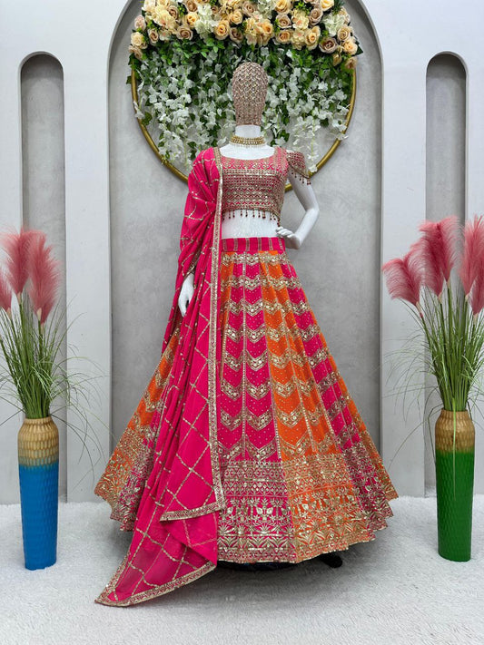 Fox Georgette Lehenga Set with 3+5mm Sequins & Real Diamond Detailing YNF