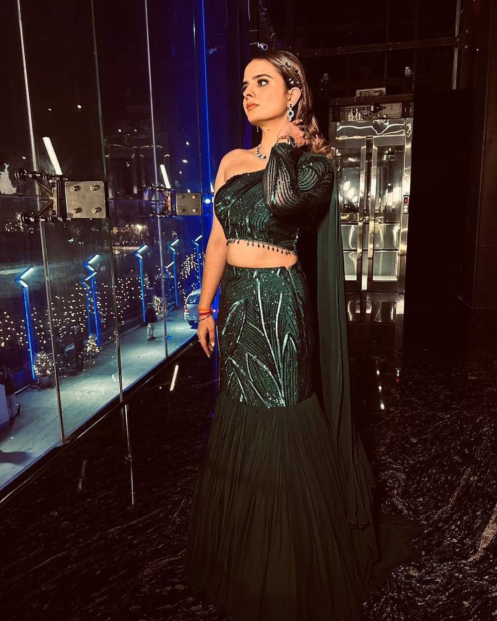 Stunning Faux Georgette Lehenga Set with Sequence Work, Ruffles & Attached Dupatta YNF