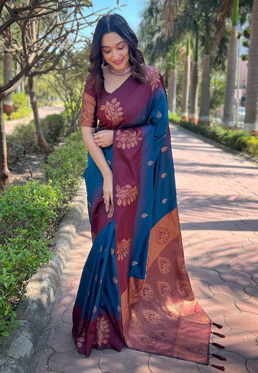 Luxurious Banarasi Soft Silk Saree with Gold Zari & Heavy Brocade Work | 5.5 M Length | 5 Color Options | Traditional Elegance YNF